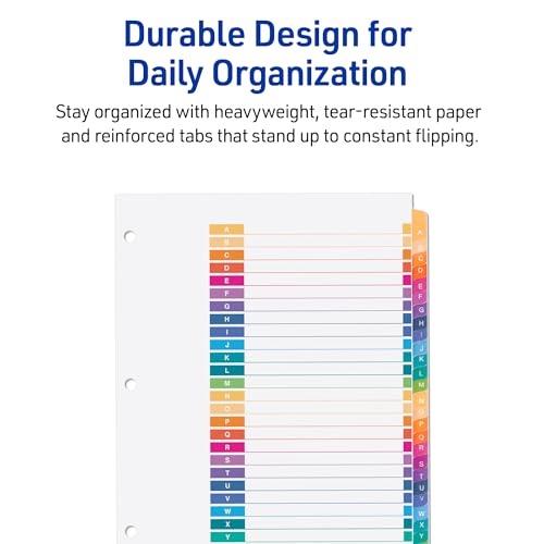 Classic Avery A-Z Dividers for 3 Ring Binders, 26 Tabs for Daily Use
