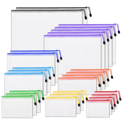 Minimalist 26pcs Mesh Zipper Pouch Bags, 8 Sizes Plastic for Daily Use