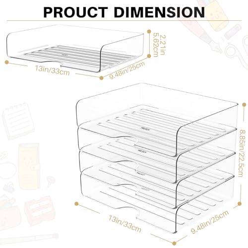 Smart Home YKLSLH 4 Trays Paper Organizer Letter Tray - Acrylic Collection