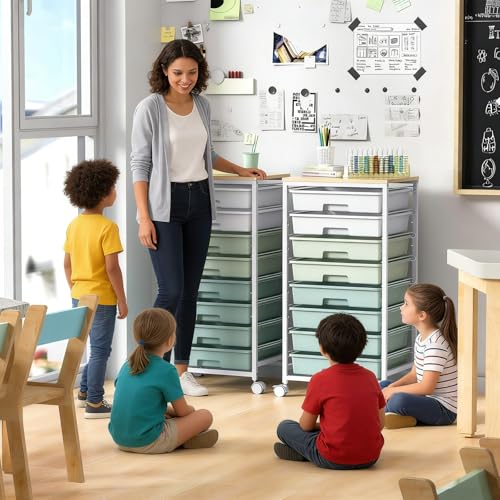 Eco-Friendly Rolling Storage Utility Cart Organizers with 8 Drawers and Wooden Kit