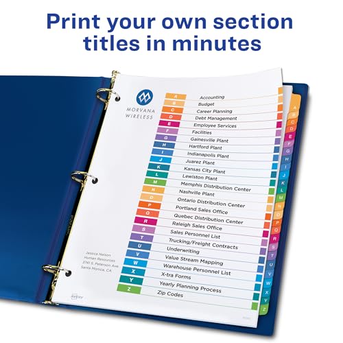 Classic Avery A-Z Dividers for 3 Ring Binders, 26 Tabs for Daily Use