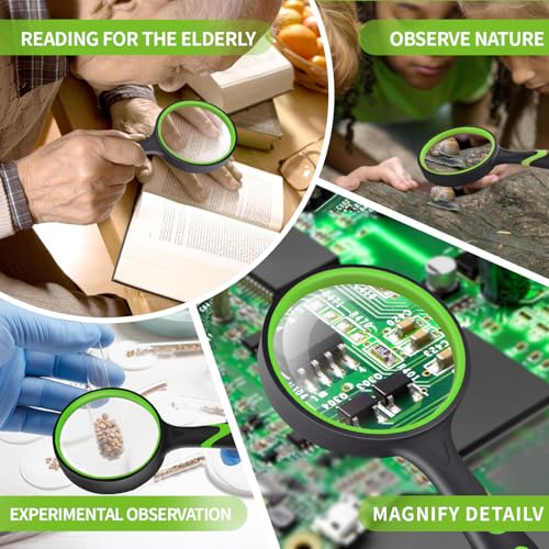 2-Set 75mm Hand-Held Reading Magnifier with Non-Slip Collection