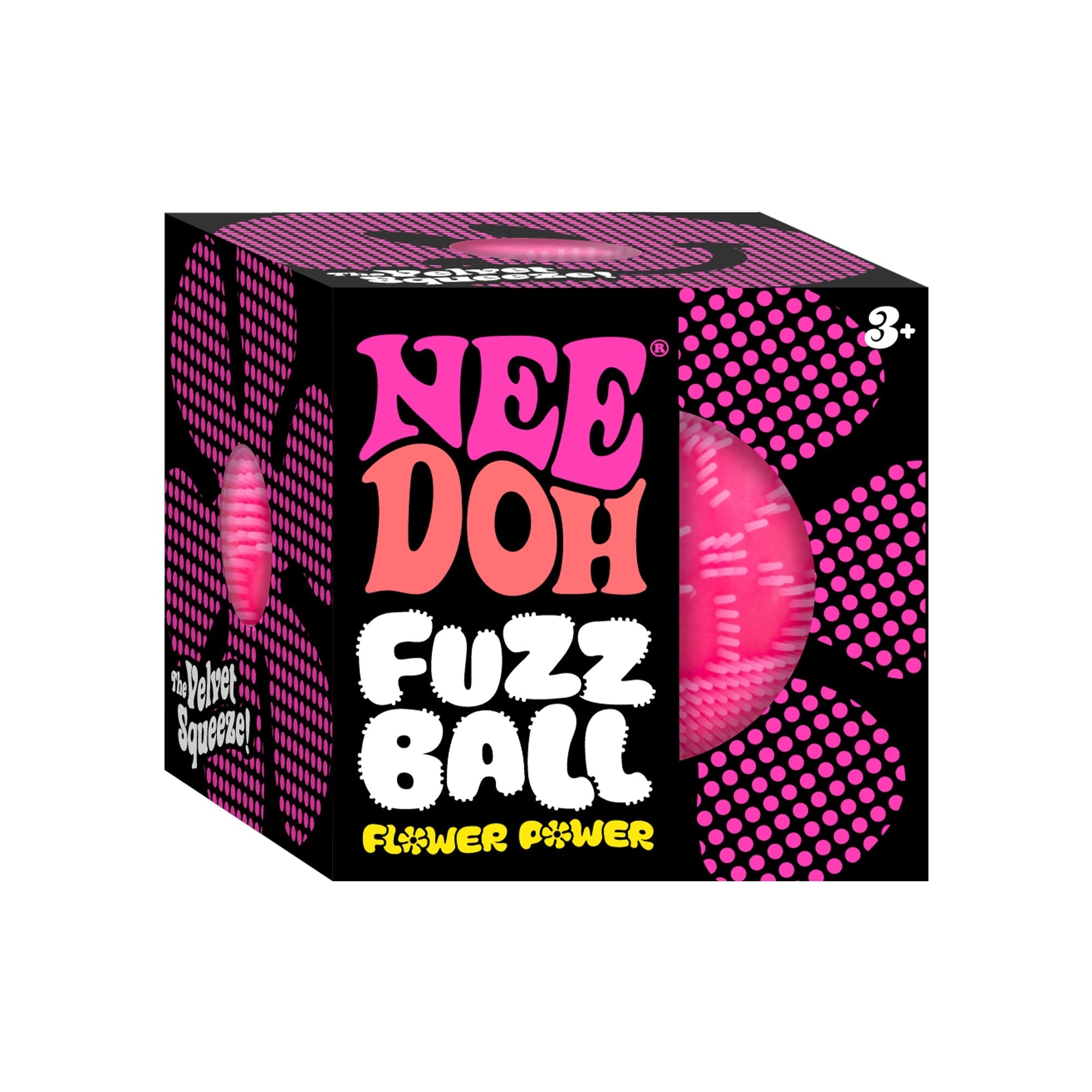 Fuzzy Flocked NeeDoh Fuzz Ball Flower Power | Signature Elm Point - Spiky Textured Groovy Glob for Sensory Therapy Detail