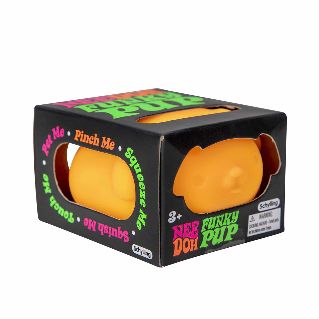 Cute Collectible NeeDoh Funky Pup | Collection Canyon Shore - Dino Character Malt-Gel Filled Sensory Glob Detail
