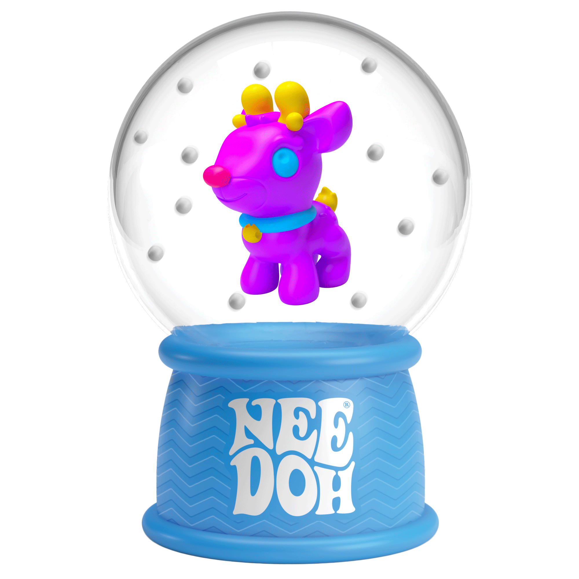 Crystal Clear NeeDoh Squish N Flow Snow Globe | Signature Moonlit Lane - Translucent Jelly Cool Cube Sensory Toy Detail