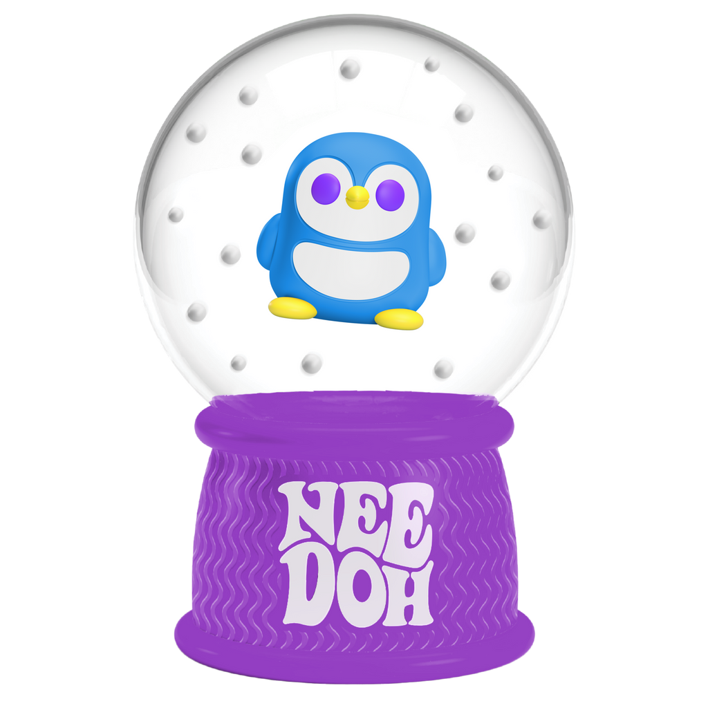 Crystal Clear NeeDoh Squish N Flow Snow Globe | Signature Moonlit Lane - Translucent Jelly Cool Cube Sensory Toy Detail