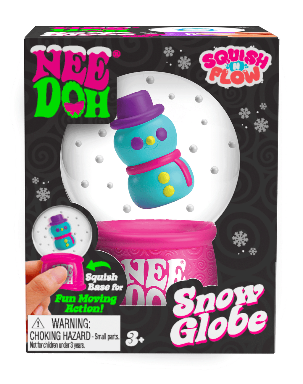 Crystal Clear NeeDoh Squish N Flow Snow Globe | Signature Moonlit Lane - Translucent Jelly Cool Cube Sensory Toy Detail