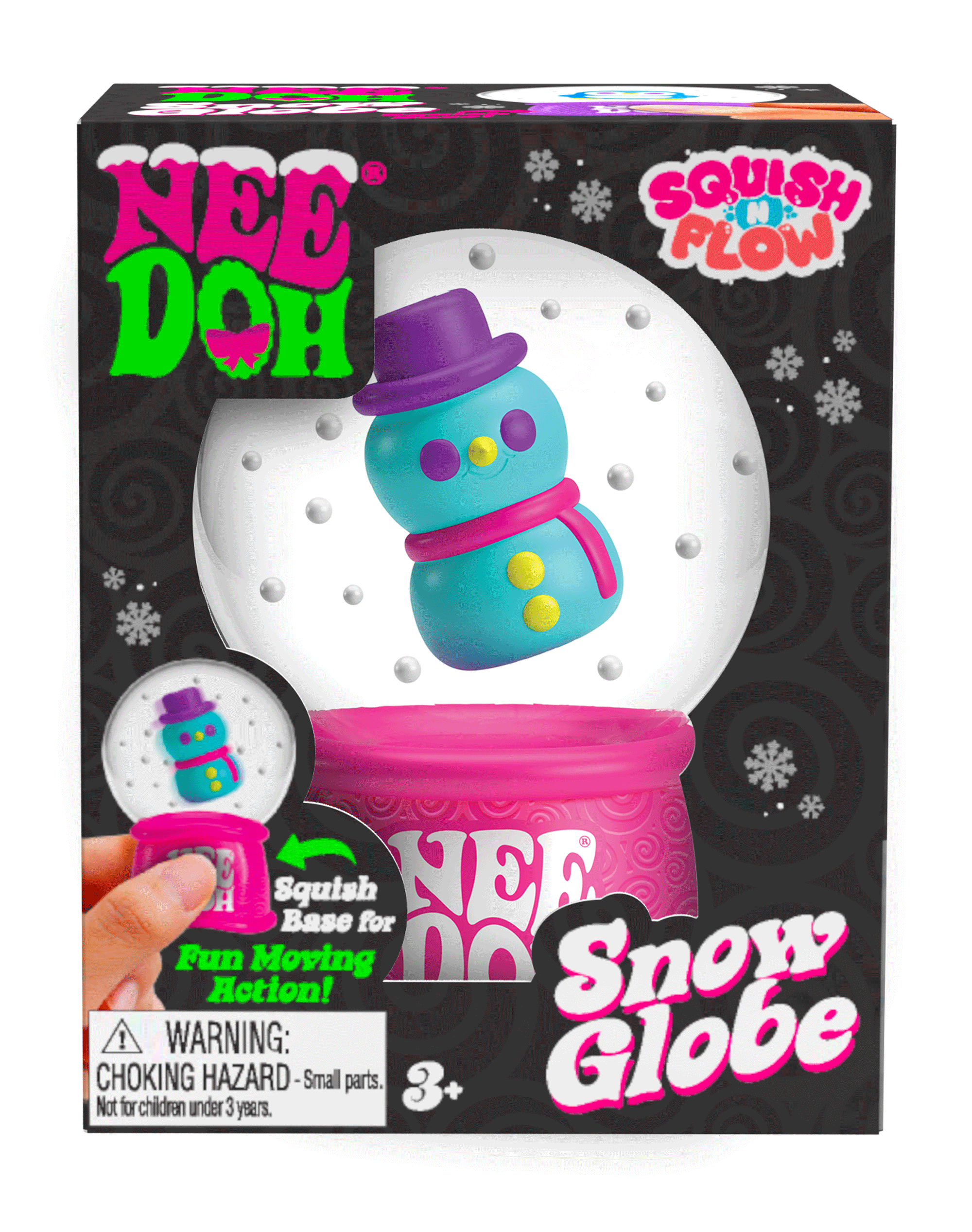 Crystal Clear NeeDoh Squish N Flow Snow Globe | Signature Moonlit Lane - Translucent Jelly Cool Cube Sensory Toy Detail