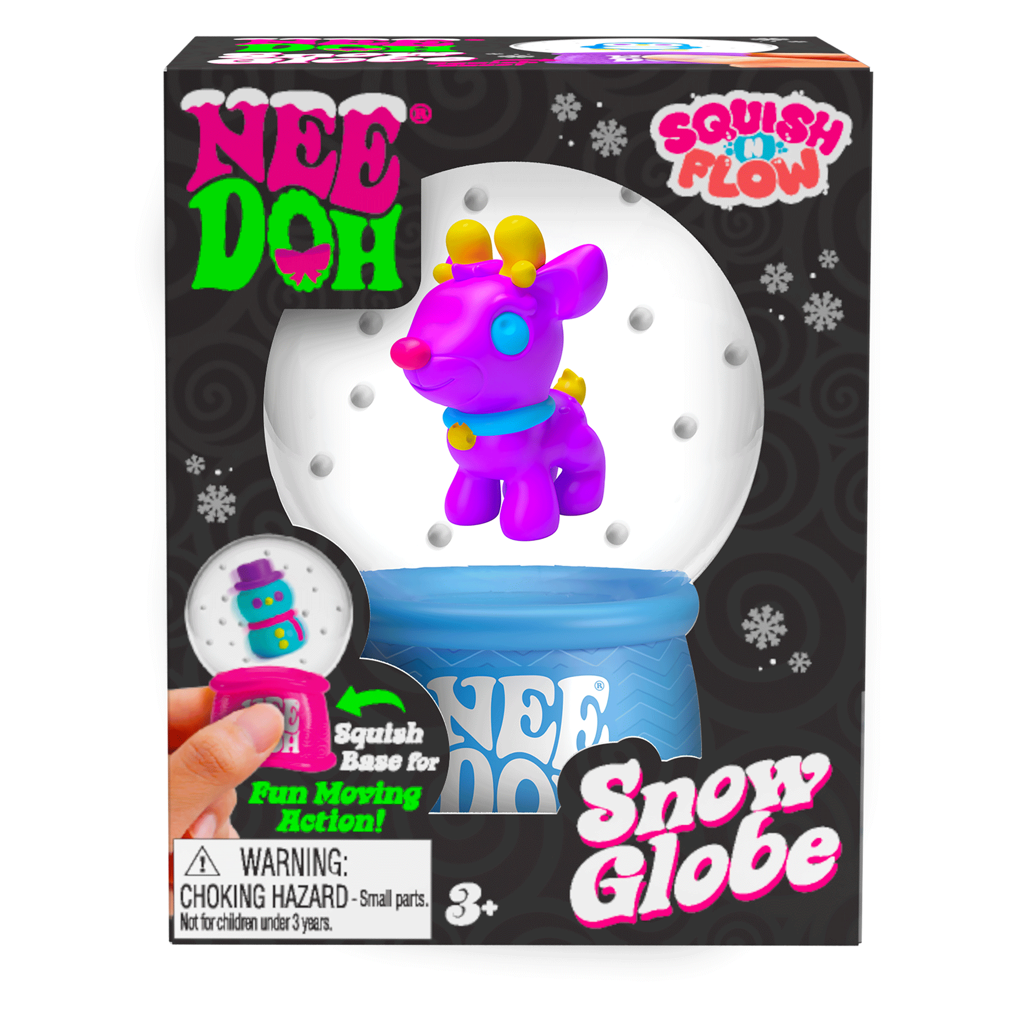 Crystal Clear NeeDoh Squish N Flow Snow Globe | Signature Moonlit Lane - Translucent Jelly Cool Cube Sensory Toy Detail